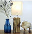 Guru-Shop Tischlampe / Tischleuchte, in Bali Handgemachtes Unikat aus Naturmaterial, Treibholz, Baumwolle - Modell Kuma, Weiß, Baumwollstoff,Treibholz, 50*17*17 cm