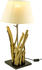 Guru-Shop Tischleuchte / Tischlampe, in Bali Handgemachtes Unikat aus Naturmaterial, Treibholz, Baumwolle - Modell Bromea, Weiß, Baumwollstoff,Treibholz, 65*35*35 cm