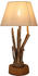 Guru-Shop Tischleuchte / Tischlampe, in Bali Handgemachtes Unikat aus Naturmaterial, Treibholz, Baumwolle - Modell Lubango, Creme-weiß, Treibholz,Baumwollstoff, 63*32*32 cm
