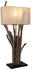 Guru-Shop Tischleuchte / Tischlampe, in Bali Handgemachtes Unikat aus Naturmaterial, Treibholz, Baumwolle - Modell Makarena, Creme-weiß, Treibholz,Baumwollstoff, 75*35*15 cm