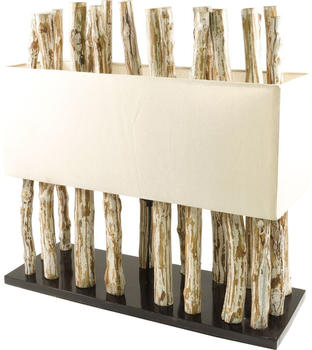 Guru-Shop Tischleuchte / Tischlampe, in Bali Handgemachtes Unikat aus Naturmaterial,Treibholz, Baumwolle - Modell Tabanan, Weiß, Baumwollstoff,Treibholz, 54*52*18 cm