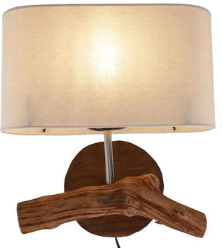 Guru-Shop Wandlampe / Wandleuchte / Wandleuchte, in Bali Handgefertigt aus Naturmaterial, Baumwolle - Modell Mokka, Creme-weiß, Treibholz,Baumwollstoff, 40*35*15 cm, Wandleuchten
