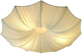 Guru-Shop Deckenlampe aus Bali, Seidenstoff, Handgemacht in Bali, Baumwolle - Modell Datura, Weiß, Seidenstoff,Eisen, 22*80*80 cm