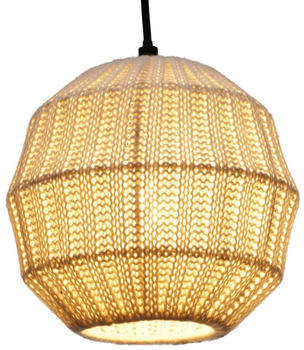 Guru-Shop Moderne Deckenleuchte aus Gestrickter Baumwolle Modell - Wakasa, Weiß, Seidenstoff,Eisen, 18*20*20 cm, Klassische & Moderne Deckenleuchten