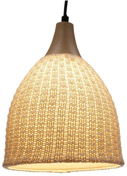 Guru-Shop Moderne Deckenleuchte aus Gestrickter Baumwolle Modell Nemuro - Weiß, Seidenstoff,Eisen, 29*22*22 cm, Klassische & Moderne Deckenleuchten