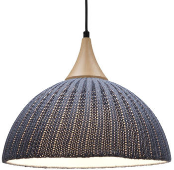 Guru-Shop Moderne Deckenleuchte aus Gestrickter Baumwolle Modell Sukumo - Taubenblau, Seidenstoff,Eisen, 29*40*40 cm, Klassische & Moderne Deckenleuchten