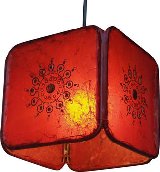 Guru-Shop Henna - Leder Deckenleuchte / Pendelleuchte Karachi - Rot, Leder,Eisen, 16*16*16 cm, Orientalische Deckenlampen