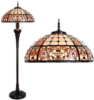 LumiLamp Tiffany Stehlampe Ø 57x166 cm Beige Rot Glas Halbrund
