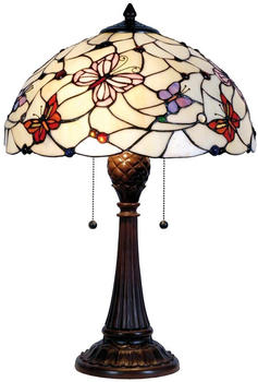 LumiLamp Tiffany Tischlampe Ø 41x60 cm Beige Lila Glas Halbrund