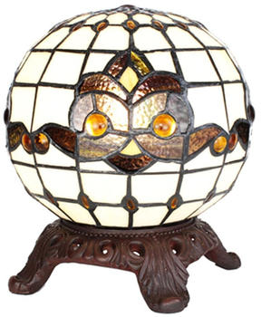 LumiLamp Tiffany Tischlampe Ø 20x25 cm Weiß Schwarz Glas