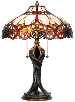 LumiLamp Tiffany Tischlampe Ø 41x56 cm Beige Rot Glas