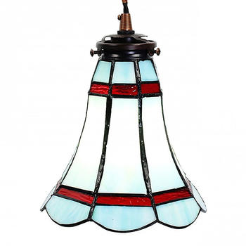 LumiLamp Hängelampe Tiffany Ø 15x115 cm Blau Rot Glas Metall