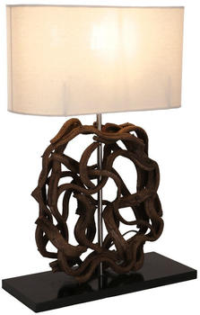 Guru-Shop Tischlampe / Tischleuchte, Handgemacht aus Naturmaterial - Modell Liana 1, Braun, Holz,Baumwollstoff, 54*35*16 cm