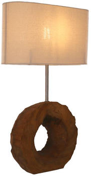 Guru-Shop Tischlampe / Tischleuchte, in Bali Handgemacht aus Naturmaterial - Modell Palau 1, Braun, Holz,Baumwollstoff, 59*35*15 cm