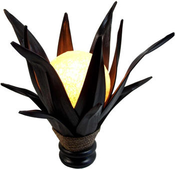Guru-Shop Palmenblatt Lotus Tischlampe / Tischleuchte, in Bali Handgemacht aus Naturmaterial, Palmholz - Modell Palmera 9, Braun, Palmblätter,Holz, 40*40*40 cm