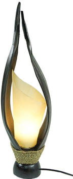 Guru-Shop Palmenblatt Tischlampe / Tischleuchte, in Bali Handgemacht aus Naturmaterial, Palmholz - Modell Palmera 10, Braun, Palmblätter, 65*16*14 cm