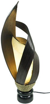Guru-Shop Palmenblatt Tischlampe / Tischleuchte, in Bali Handgemacht aus Naturmaterial, Palmholz - Modell Palmera 11, Braun, Palmblätter,Holz, 55*16*16 cm
