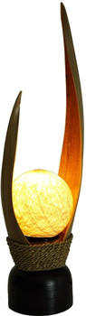 Guru-Shop Palmenblatt Tischlampe / Tischleuchte, in Bali Handgemacht aus Naturmaterial, Palmholz - Modell Palmera 12 Coffee, Braun, Palmblätter,Baumwollfäden,Holz, 52*15*15 cm