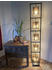 Guru-Shop Stehlampe / Stehleuchte, Beleuchtetes Regal - Modell Kalkutta, Creme-weiß, Treibholz,Baumwollstoff, 153*25*22 cm