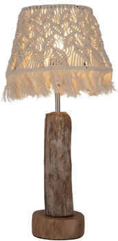Guru-Shop Tischleuchte / Tischlampe, Treibholz, Makramee, in Bali Handgemacht aus Naturmaterial - Modell Malibu, Weiß, Treibholz,Baumwollstoff, 55*26*26 cm