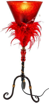 Guru-Shop Tischleuchte Kokopelli - Tari Rot, Fiberglas,Federn, 52*17,5*17,5 cm, Bunte, Exotische Tischlampen