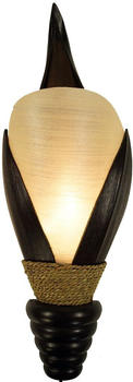Guru-Shop Palmenblatt Wandlampe / Wandleuchte, in Bali Handgefertigt aus Naturmaterial, Palmholz - Modell Ibiza, Creme-weiß, Fiberglas,Palmblätter, 55*22*15 cm, Wandleuchten