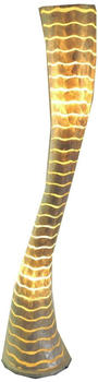 Guru-Shop Stehlampe / Stehleuchte, in Bali Handgemacht aus Naturmaterial, Capiz / Perlmutt - Modell Zebrana, Gelb, Fiberglas,Muschelscheiben,Metall, 149*30*30 cm
