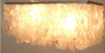Guru-Shop Deckenlampe Muschelleuchte aus Hunderten Capiz, Perlmutt Plättchen - Modell Hispaniola 2, Weiß, Muschelscheiben,Metall, 30*80*30 cm
