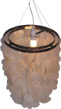 Guru-Shop Deckenlampe Muschelleuchte aus Hunderten Capiz, Perlmutt Plättchen - Modell Samoa - Weiß, Muschelscheiben,Metall, 40*30*30 cm