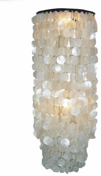 Guru-Shop Deckenlampe Muschelleuchte aus Hunderten Capiz, Perlmutt Plättchen - Modell Samoa XL, Weiß, Muschelscheiben,Metall, 200*40*40 cm