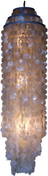Guru-Shop Deckenlampe Muschelleuchte aus Hunderten Capiz, Perlmutt Plättchen - Modell Samos, Weiß, Muschelscheiben,Metall, 150*40*40 cm