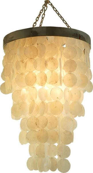 Guru-Shop Deckenlampe Muschelleuchte aus Hunderten Capiz, Perlmutt Plättchen - Modell Tikal, Weiß, Muschelscheiben,Metall, 66*40*40 cm