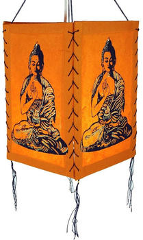 Guru-Shop Lokta Papier Hänge Lampenschirm, Deckenleuchte aus Handgeschöpftem Papier - Buddha 1 Orange, Lokta-Papier, 28*18*18 cm, Asiatische Lampenschirme aus Papier & Stoff