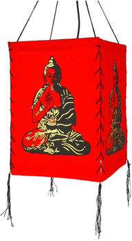 Guru-Shop Lokta Papier Hänge Lampenschirm, Deckenleuchte aus Handgeschöpftem Papier - Buddha 1 Rot, Lokta-Papier, 28*18*18 cm, Asiatische Lampenschirme aus Papier & Stoff
