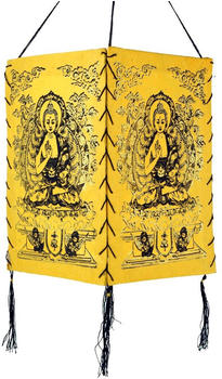Guru-Shop Lokta Papier Hänge Lampenschirm, Deckenleuchte aus Handgeschöpftem Papier - Buddha 2 Gelb, Lokta-Papier, 28*18*18 cm, Asiatische Lampenschirme aus Papier & Stoff