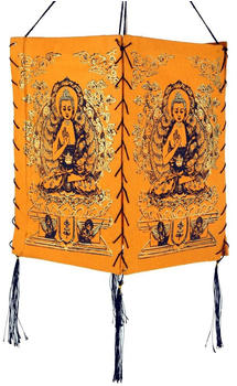 Guru-Shop Lokta Papier Hänge Lampenschirm, Deckenleuchte aus Handgeschöpftem Papier - Buddha 2 Orange, Lokta-Papier, 28*18*18 cm, Asiatische Lampenschirme aus Papier & Stoff