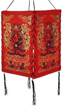 Guru-Shop Lokta Papier Hänge Lampenschirm, Deckenleuchte aus Handgeschöpftem Papier - Buddha 2 Rot, Lokta-Papier, 28*18*18 cm, Asiatische Lampenschirme aus Papier & Stoff