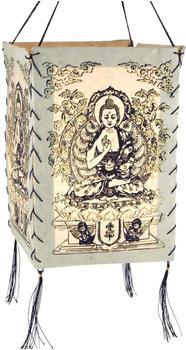 Guru-Shop Lokta Papier Hänge Lampenschirm, Deckenleuchte aus Handgeschöpftem Papier - Buddha 2 Weiß, Lokta-Papier, 28*18*18 cm, Asiatische Lampenschirme aus Papier & Stoff