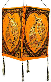 Guru-Shop Lokta Papier Hänge Lampenschirm, Deckenleuchte aus Handgeschöpftem Papier - Lucky Fish Orange, Lokta-Papier, 28*18*18 cm, Asiatische Lampenschirme aus Papier & Stoff