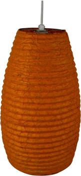 Guru-Shop Kleiner Ovaler Lokta Papierlampenschirm, Hängelampe - Orange, Lokta-Papier, 42*22*22 cm, Asiatische Lampenschirme aus Papier & Stoff