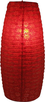 Guru-Shop Kleiner Ovaler Lokta Papierlampenschirm, Hängelampe - Rot, Lokta-Papier, 42*22*22 cm, Asiatische Lampenschirme aus Papier & Stoff