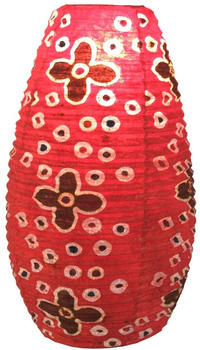 Guru-Shop Ovaler Lokta Papierlampenschirm, Hängelampe Flower Power - Rot, Lokta-Papier, 52*29*29 cm, Asiatische Lampenschirme aus Papier & Stoff
