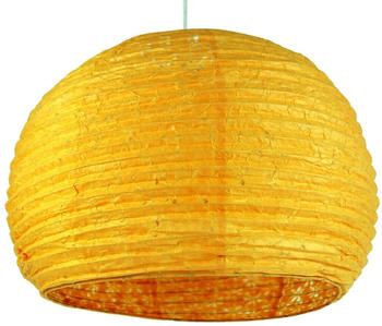 Guru-Shop Halbrunder Lokta Papierlampenschirm, Boho Hängelampe Ø 40 cm - Orange, Lokta-Papier, Asiatische Lampenschirme aus Papier & Stoff