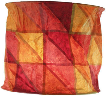 Guru-Shop Runde Boho Papier Hängelampe, Lokta Papierlampenschirm Annapurna, Handgeschöpftes Papier - Sunset, Rot, Lokta-Papier, 25*28*28 cm, Asiatische Lampenschirme aus Papier & Stoff