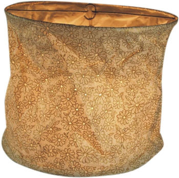 Guru-Shop Runde Papier Hängelampe, Lokta Papierlampenschirm Annapurna, Handgeschöpftes Papier - Weiß/Blümchen, Gold, Lokta-Papier, 24*28*28 cm, Asiatische Lampenschirme aus Papier & Stoff