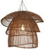 Guru-Shop Deckenlampe Bali Handgemacht aus Naturmaterial, Rattan - Modell Romario, Braun, Bambus,Baumwollstoff, 46*55*55 cm