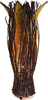 Guru-Shop Tischlampe / Tischleuchte `Flores`, in Bali Handgemacht aus Naturmaterial, Mehrfarbig, Kokosfaser,Rattan, Farbe: Gelb, 70*20*20 cm