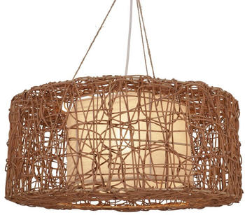 Guru-Shop Deckenlampe Bali Handgemacht aus Naturmaterial, Rattan, Sisal - Modell Simba Braun, Creme-weiß, Rattan,Jute, 20*50*50 cm