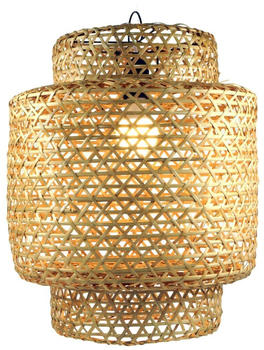 Guru-Shop Deckenlampe Bali Handgemacht aus Naturmaterial, Bambus - Modell Royan, Braun, Bambus,Baumwollstoff, 44*36*36 cm