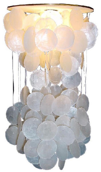 Guru-Shop Deckenlampe Muschelleuchte aus Hunderten Capiz, Perlmutt Plättchen - Modell Shells 40 cm - Weiß